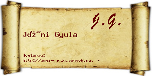 Jáni Gyula névjegykártya